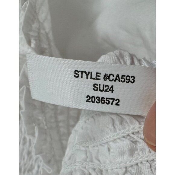 J.Crew Fitted puff-sleeve top white smocked back sz 12 - Picture 9 of 9